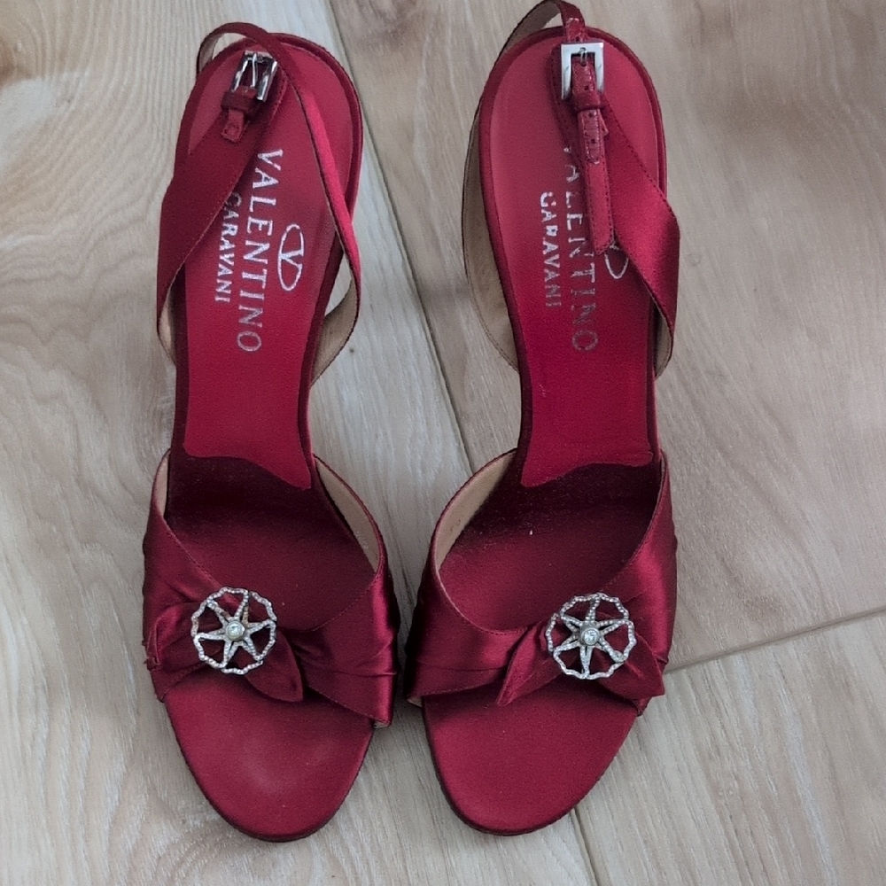 Valentino Women's Crimson Satin Heels